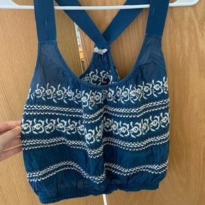 Embroidered crop tank top